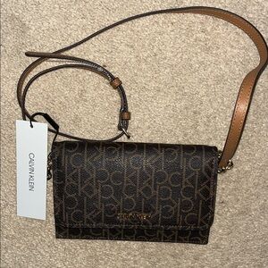 Calvin Klein Monogram Dark Brown Crossbody Bag